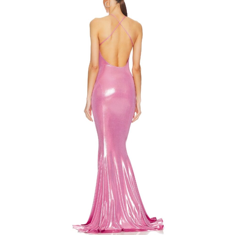 Mermaid Fishtail Gown in Candy Pink - Norma Kamali/Revolve - Picture 3 of 4